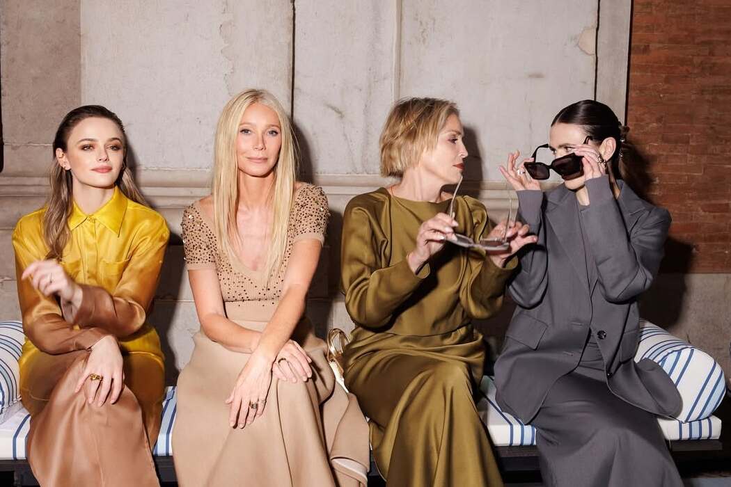 Гвінет Пелтроу, Шерон Стоун та Дева Кассель на показі Max Mara