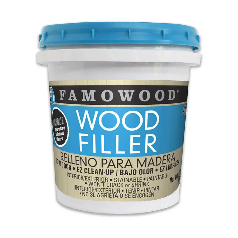 Найкращі шпаклівки для дерева 2026: огляд та тестування 14 Банка FamoWood 40022126 Latex Wood Filler на білому тлі.