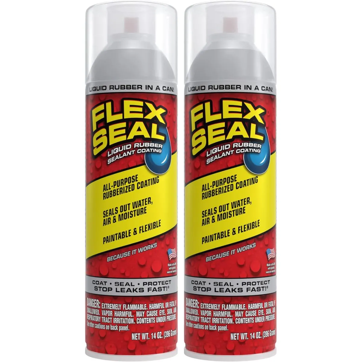 Найкращі герметики для жолобів 2026: експертний тест 40 A two-pack of the Flex Seal Spray-On Liquid Rubber Sealant on a white background
