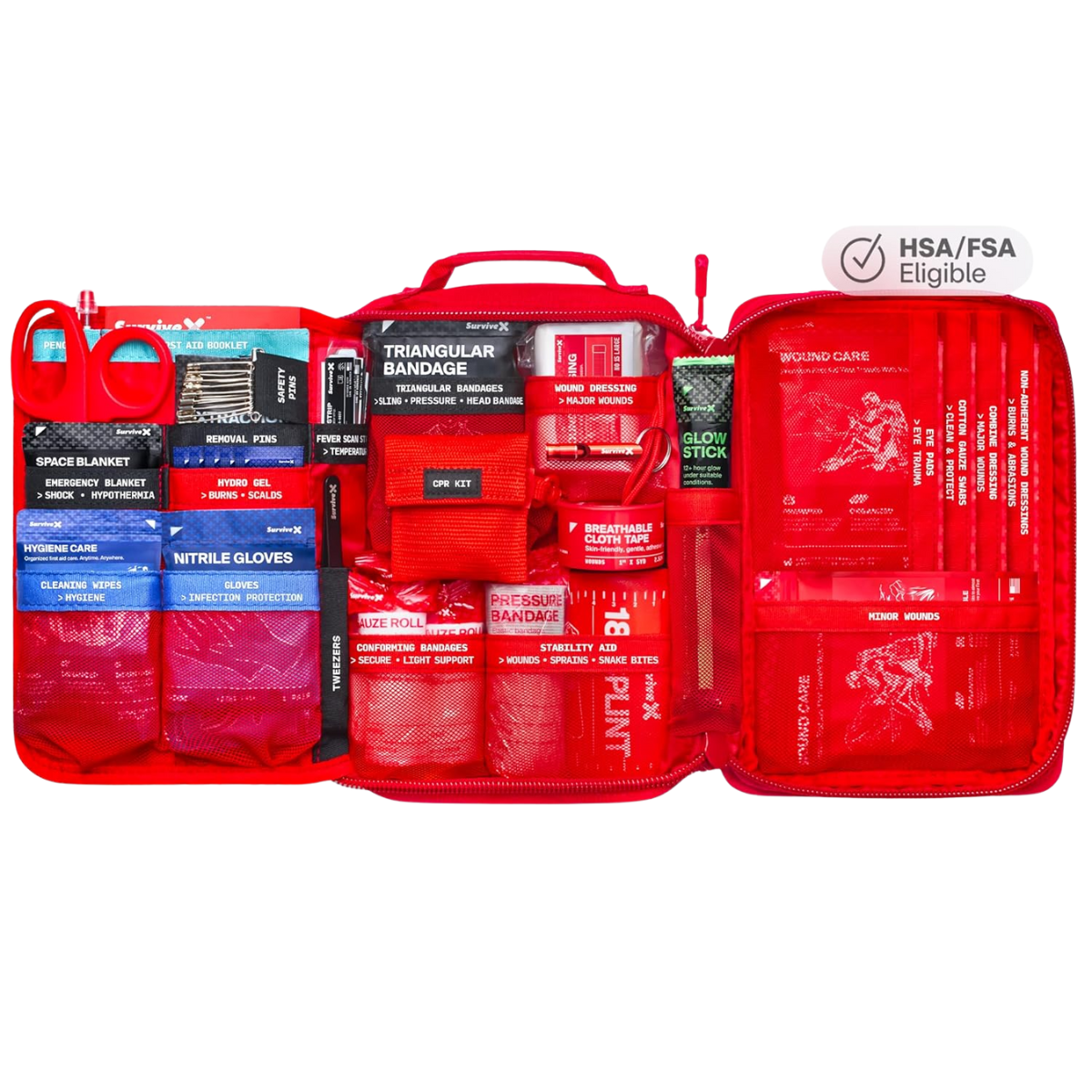 SurviveX Large First Aid Kit open to display contents