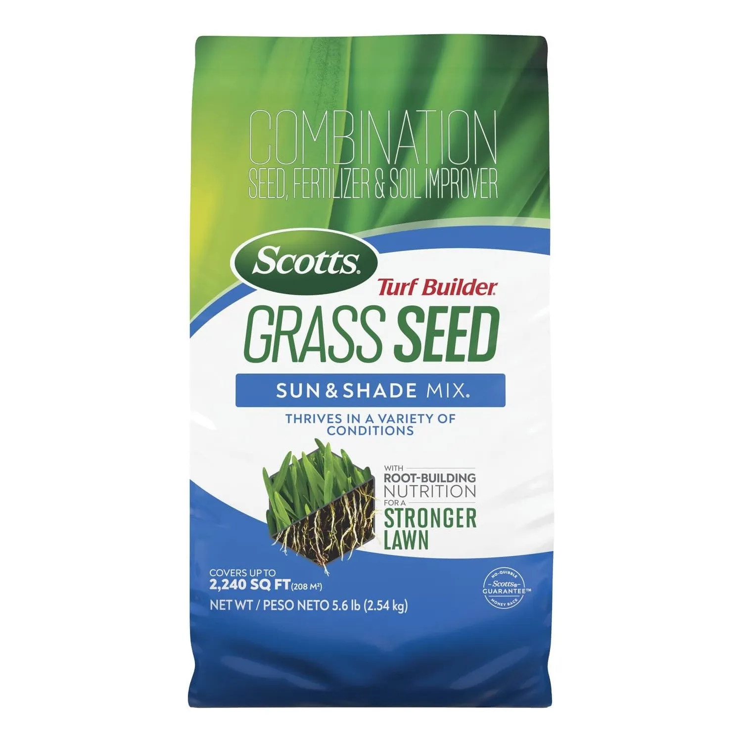 Пакет насіння трави Scotts Turf Builder Grass Seed Sun & Shade Mix на білому фоні