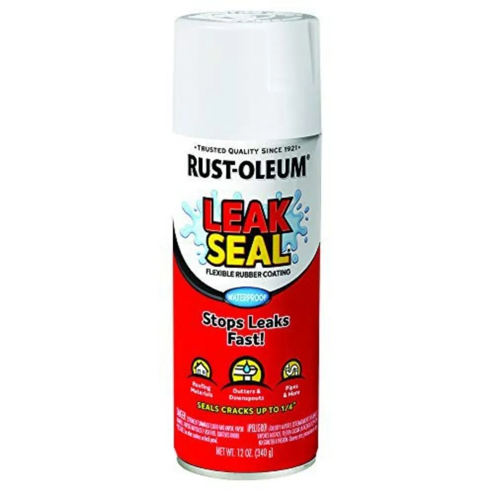 Найкращі герметики для жолобів 2026: експертний тест 38 Black and red spray bottle of Rust-Oleum LeakSeal Flexible Rubber Coating on white background