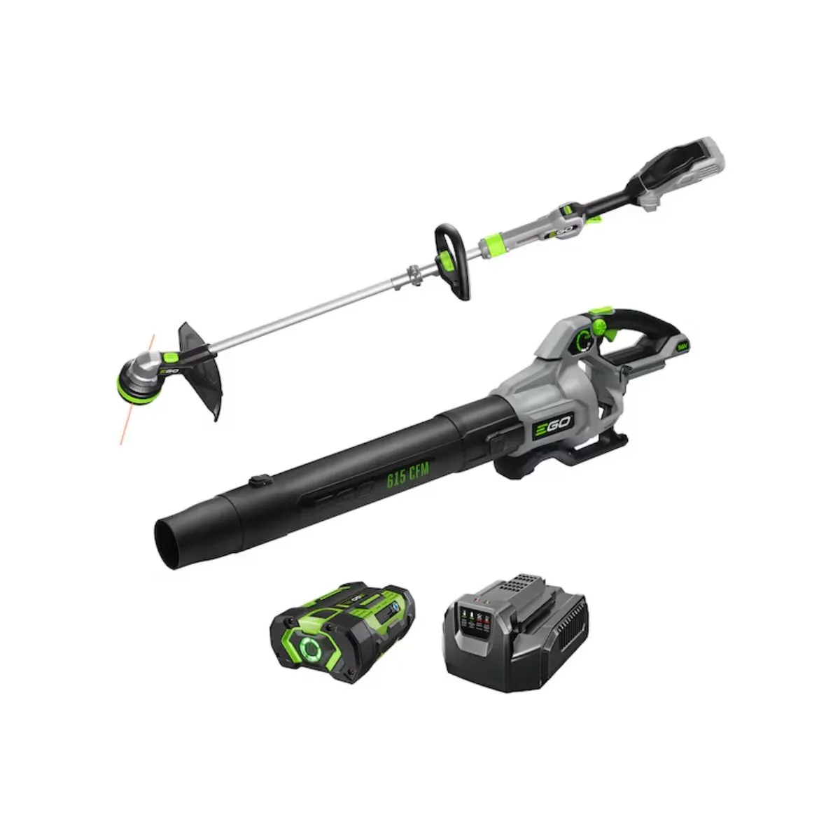 Комплект EGO POWER+ 56-Volt Cordless Battery String Trimmer and Leaf Blower.